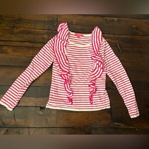 Lilly Pulitzer Pink and White Striped ruffle sweater